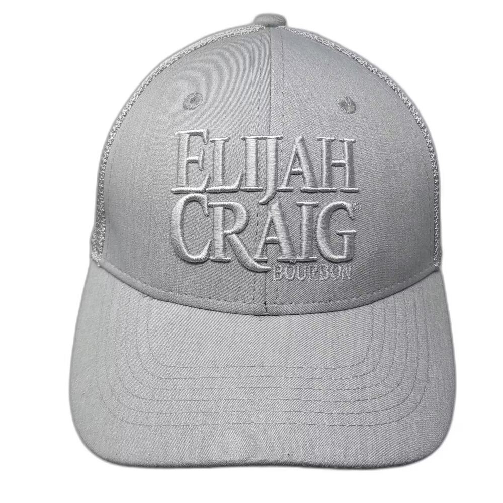 Elijah Craig Bourbon Gray White Trucker Hat Snapback Os Embroidered Adjustable